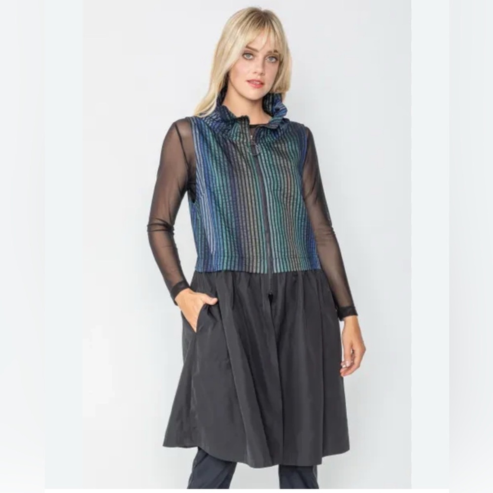 IC Collection boutique  long tunic vest zipped sz S lagenlook black